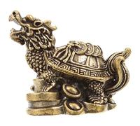 NIYANGLE Estatua de Tortuga Dragón de Cobre Macizo Pequeña, Decoración de Escritorio Interior, Adorno Artesanal de Metal para Hogar, Figura Feng Shui para Suerte y Prosperidad, Decoración