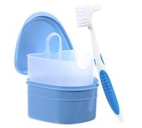 NIYANGLE Estuche para Evitar con de Postizas Dentaduras Plástico para Azul en Cruzada Cepillo de Limpieza Contaminación Color Aleatorio Viajes y Negocios
