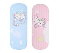NIYANGLE Estuche para Gafas Portátil Diseño de Unicornio Colorido, 2 Piezas, Material Pu Resistente, Tamaño Compacto para Viaje y Uso Diario, Caja Ligera para Proteger Gafas de Polvo