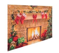 NIYANGLE Fondo Navideño de Árbol y Chimenea para Fotografía, Vinilo | Tapiz Reutilizable para Fotos, Colores Vivos, para Redes Sociales, Grupo y Eventos, Soporte