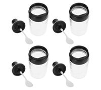 NIYANGLE Frascos para Especias 4 Piezas con Cepillo Integrado, Botellas de Condimento Selladas para Aceite y Sal, Recipientes Multifuncionales para Cocina, Barbacoas y Uso Doméstico
