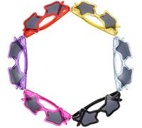 NIYANGLE Gafas de Sol Forma de Estrella, 6 Piezas Multicolor (Negro, Rojo, Fucsia, Amarillo, Morado, Azul), Accesorio Divertido para Fiestas Infantiles, Playa y Piscina