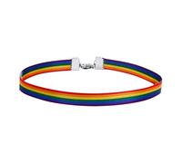 NIYANGLE Gargantilla Arcoíris de Cinta para Clavícula Collar Corto Doble Función Cuerda para Muñeca Multicolor Ligera y Cómoda para Fiestas y Uso Diario