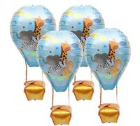 NIYANGLE Globos de Aluminio Forma de Globo Aerostático 4 Piezas, Decoración para Fiestas Infantiles, Cumpleaños y Eventos, Colores Azul, Película de Aluminio Resistente y Ligera, Artículos