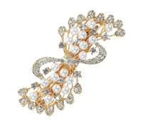 NIYANGLE Gran clip de para Boda horquillas alfiler pasador de pelo de perla pasadores de perlas Pearl Hair Barrette Metal blanco