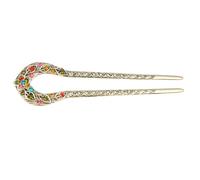 NIYANGLE Horquilla para Moño en Forma de U Doble Punta de Aleación E Incrustación de Cristales para Boda y Banquete, Accesorio Seguro y Elegante para Mujer y Niña
