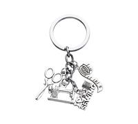NIYANGLE I Love Sewing Keychain Llavero Creativo con Diseño de Tijeras y Regla para Manualidades para Llaveros de Bicicleta Coche y Casa Duradero para Organizar Claves y Accesorios
