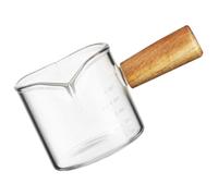 NIYANGLE Jarra de Café de Vidrio Mango de Madera, Capacidad 100ml, Diseño Único Pico para Servir Espresso, Adecuado para Hogar y Cafeterías