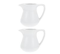 NIYANGLE Juego de 2 Jarras de Leche de Cerámica en Color Claro Diseño Práctico y Boquilla Pequeña para Espumar Leche en Cafeterías y Hogares Varios estilos