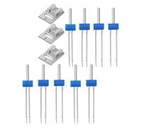 NIYANGLE Juego de Agujas de Coser Gemelas 2/90 3/90 4/90 con Prensatelas para Máquina Doméstica, 3 Prensatelas 9 Agujas Dobles de Alta Resistencia, Piezas para Costura y Bordado Artesanal