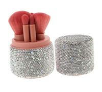 NIYANGLE Juego de Brochas de Maquillaje con Estuche Brillante 1 Unidad Tamaño Compacto a Prueba de Polvo para Mujer Uso Viaje Organizador Portátil de Pinceles Cosmeticos