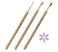 NIYANGLE Juego de Empujadores de Cutículas de Metal de Doble Punta, Set de Manicura con Lima y Piedra para Uñas, 3 Piezas Color Titanio con Bolsa Pvc, Kit Profesional para Cuidado