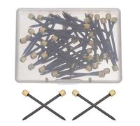 NIYANGLE Kit de 50 Clavos Grandes para Colgar Cuadros con Cabeza de Latón Acero Negro de 35X4 MM Estuche de Almacenamiento Incluido Soporte Resistente para Paneles de Yeso Madera y