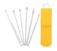 NIYANGLE Kit de 6 Piezas para Limpieza de Oídos con Palillos de Acero Inoxidable y Estuche Portátil, Herramienta para Quitar Cerumen Adecuado para Viajes y Oficina