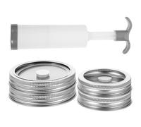 NIYANGLE Kit de Sellado al Vacío para Frascos Bomba Manual, Tapa de Acero Inoxidable y Sello Hermético para Conservación y Enlatado Casero Varios Estilos