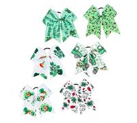 NIYANGLE Lazos Pelo Niña 6 Piezas Lazo Estampado Verde Tamaño Único Elásticos Suaves para Peinados y Fiestas del Día de San Patricio Accesorios Cabello