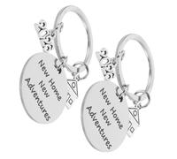 NIYANGLE Llavero de Acero Inoxidable 2 Piezas 30Mm Colgante Redondo Forma de Casa para Inauguración de Hogar Recuerdo Propietario y Obsequio para Nueva Vivienda