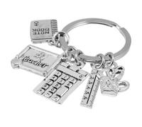 NIYANGLE Llavero de Aleación de Zinc Decoración Colegio, Colgante Calculadora y Regla Portátil para Mochila Escolar, Recuerdo para Tutor en Inicio de Curso