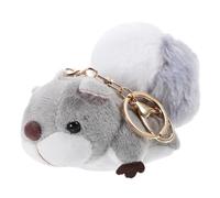 NIYANGLE Llavero de Ardilla de Peluche Gris Colgante Dorado, Accesorio para Bolsos y Mochilas, Llavero de Dibujos Animados Pequeño y Ligero para Mujer, Charm Animal Decorativo