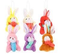 NIYANGLE Llavero De Conejito De Pascua Conejo De Peluche De Felpa Animal para Colgante De Llavero Colgantes para Colgar En Bolsa DIY A Granel 6 Uds.