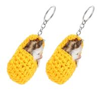 NIYANGLE Llavero de Gato Amarillo Adorable Forma de Gato Durmiendo, Ligero y Práctico para Llaves y Teléfono, Pack de 2 Unidades para Uso Diario