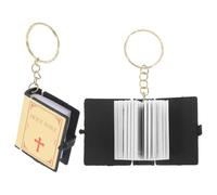 NIYANGLE Llavero Mini Biblia Dorado 2 Piezas, Llavero Libro de Jesús en Miniatura, Colgante de Aleación de Zinc y Abs, Decoración para Mochila y Regalos de Comunión o Fiesta