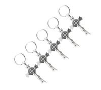 NIYANGLE Llaveros Cristianos Llavero Creativo y Elegante Pack de 5 Cruz de Jesús en Aleación de Zinc Color Plata para Detalles y Regalos Religiosos