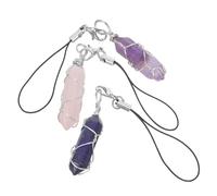 NIYANGLE Llaveros de Prisma Hexagonal Natural de Cristal 3 Piezas (cuarzo, Lapislázuli, Amatista) Colgantes de Piedra para Decoración de Bolsos y Accesorios de Cristal