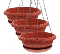 NIYANGLE Maceta Colgante Mini Maceta, Cesta Colgante para Plantas de Exterior, 3 Juegos, PP E Hierro, Redonda, Negro/Plata, para Plantas Verdes y Decoración del Hogar