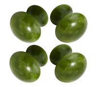 NIYANGLE Masajeador Facial Gua Sha 4 Piezas en Forma de Hongo de Jade Verde, Herramienta de Masaje Antienvejecimiento para Rostro y Cuerpo, Piedra Natural para Cuidado de Piel y