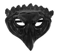 NIYANGLE Máscara de Cuervo Negra para Adulto y Plumas Realistas Media Cara Transpirable para Halloween Fiesta de Terror y Cosplay Animal Accesorio para Baile de Máscaras