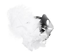 NIYANGLE Máscara de Media Cara para Mujer Pluma Desmontable Máscara Decorativa Veneciana Plateada para Fiestas Carnavales y Cosplay Mascarilla Vintage Elegante para Mascarada