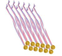 NIYANGLE Medallas de Plástico Doradas para 12 Piezas Cordones para Fiestas Escolares, Premios Deportivos y Juegos Infantiles de Competición