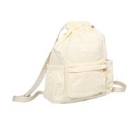 NIYANGLE Mochila Pequeña Cordón y Tela Oxford Beige para Mujer, Bolsa Ligera para Gimnasio y Ocio, Diseño Sencillo y Funcional