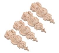NIYANGLE Molduras de Madera Tallada para Muebles, 4 Piezas sin Pintar, Apliques para Esquinas de Armarios y Puertas, Diseño Europeo para Decoración de Interiores