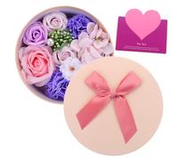 NIYANGLE Obsequio De Flor De Jabón Perfumada Caja Redonda De Flores De Jabón Simuladas Para Decoración De Interior y Celebración De Días Especiales
