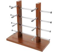 NIYANGLE Organizador de Gafas de Sol de Madera Vintage Estructura de Aluminio, Soporte Multifuncional para 8 Pares, Expositor de Mesa para Hogar y Tienda, Soporte Durable para Gafas