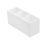 NIYANGLE Organizador Tres Compartimentos Acrílico Para Maquillaje y Oficina Caja Almacenamiento Pinceles Lápices y Cosméticos Blanco Compacto y Duradero Para Escritorio