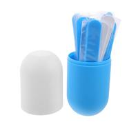 NIYANGLE Palillos Linguales de Plástico Blanco y Azul Set de 26 Unidades con Vaso para Almacenamiento Depresores de Lengua Médicos Compactos y Portátiles para Uso Clínico y Reutilizable