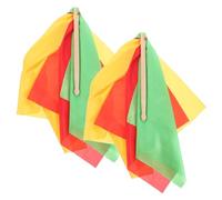 NIYANGLE Palos de de Cintura de Madera con Cintas Artísticas Rojas Amarillas y Verdes para Adultos para Danza Rítmica y Gimnasia