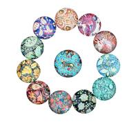 NIYANGLE Parches Redondos de Vidrio Color Aleatorio para Manualidades 20 Diseño Étnico y Criaturas Extrañas, Delicados y Creativos para Decoración y Joyería DIY