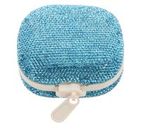 NIYANGLE Pastillero con 4 Compartimentos Azul con Gemas de Imitación, Organizador Portátil de Medicamentos Compacto para Viaje y Uso Diario, Caja Pequeña para Almacenamiento Semanal