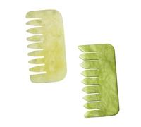 NIYANGLE Peine Gua Sha de Jade Natural 2 Piezas Peine de Masaje Cuero Cabelludo Herramienta de Relajación Portátil para la Circulación para Mujeres y Hombres