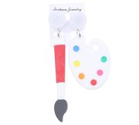 NIYANGLE Pendientes de Pincel Creativos para Mujer, Pendientes Colgantes de Dibujos Animados, Diseño Juvenil Artístico, Color Claro, Joyería Ligera y Original para Uso Diario y Ocasiones