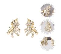 NIYANGLE Pendientes de Unicornio Incrustaciones de Gemas, 1 Par de Pendientes Creativos de Plata 925 Aguja, Joyería para Fiesta y Uso Diario, Accesorio Ligero y Decorativo para Orejas