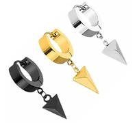 NIYANGLE Pendientes Punk Triangulares de Acero de Titanio, 3 Colores Colgantes Bisagra, para Parejas Amantes Música y Fiesta Hip-Hop Callejera