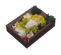 NIYANGLE Photo Frame with Crystal Flower Decor Natural Stone Tabletop Ornament For Home Office Elegant Party Present and Shelf Decoration