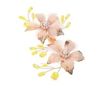 NIYANGLE Pinza Cabello Vintage Flores y Perlas, Pasador Lateral de Aleación Hecho a Mano, Accesorio Floral para Novia y Acompañante, Clip Ligero para Boda y Uso Diario