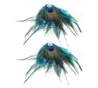 NIYANGLE Pinzas Cabello Vintage con Plumaje Sintético y Gemas de Imitación, 2 Piezas, Tamaño Mediano, Diseño Estilo Pavo Real, para Mujer, Uso en Fiestas y Eventos Obsequios