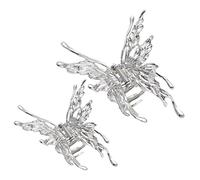 NIYANGLE Pinzas Pelo Accesorios Elegantes Diseño de Mariposas de Aleación Plata Resistentes para Cabello Grueso y Largo 2 Piezas para Mujeres en Cocina o Ejercicio